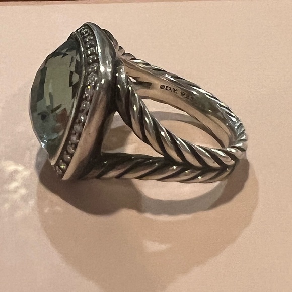 David Yurman Albion Ring in Sterling Silver with Prasiolite and Pavé Diamonds - Picture 5 of 9